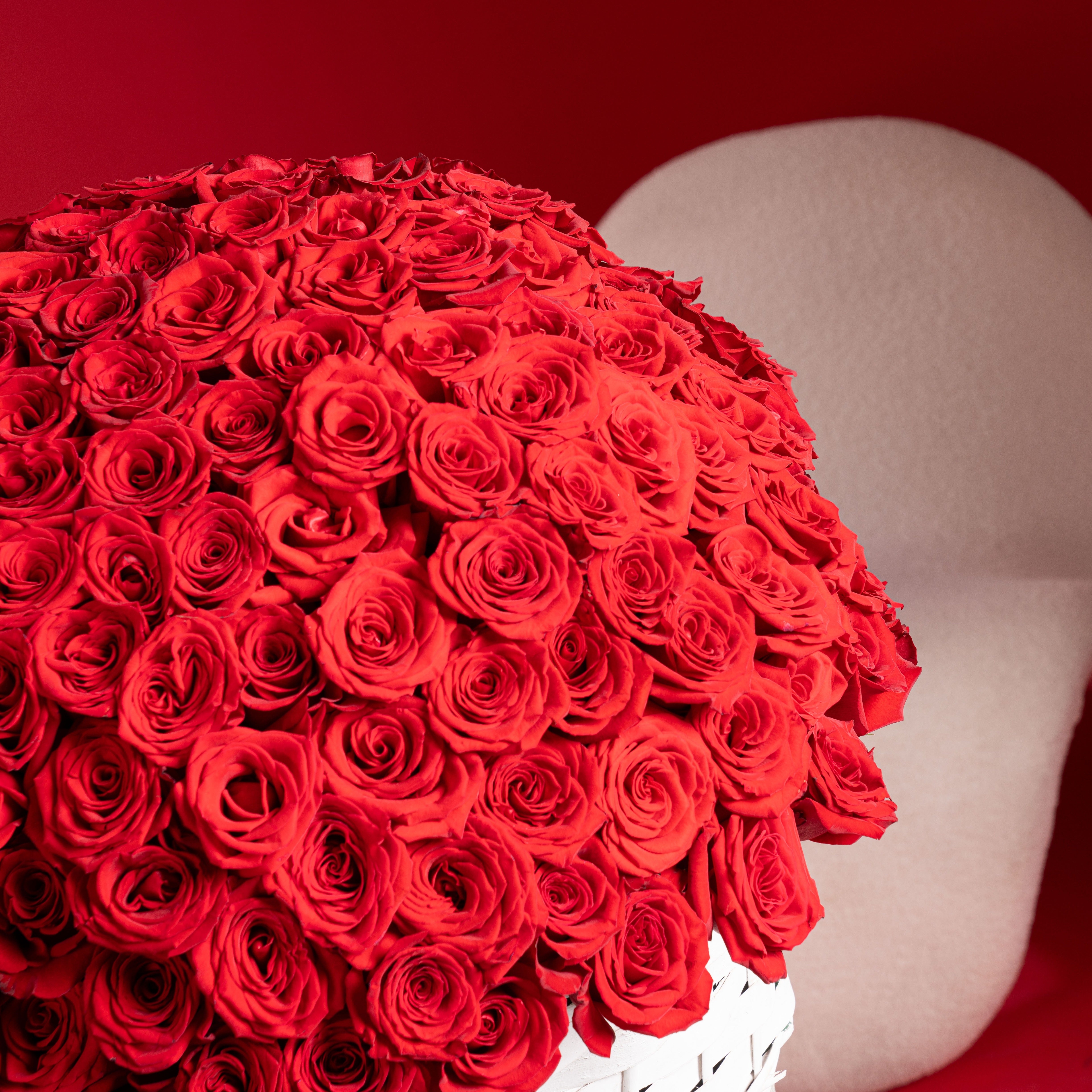 250 Red Roses Basket