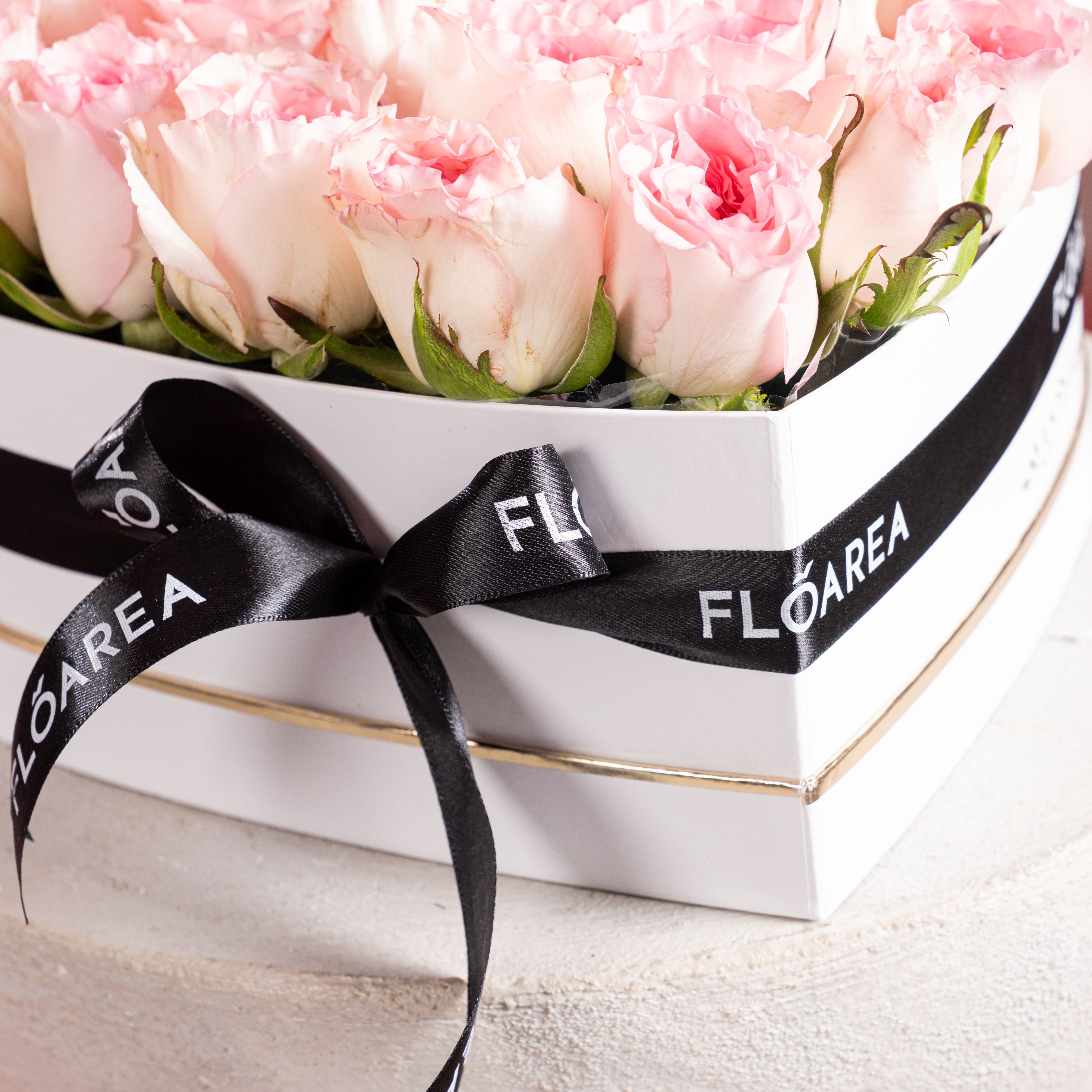 45 Pink Roses Heart Box