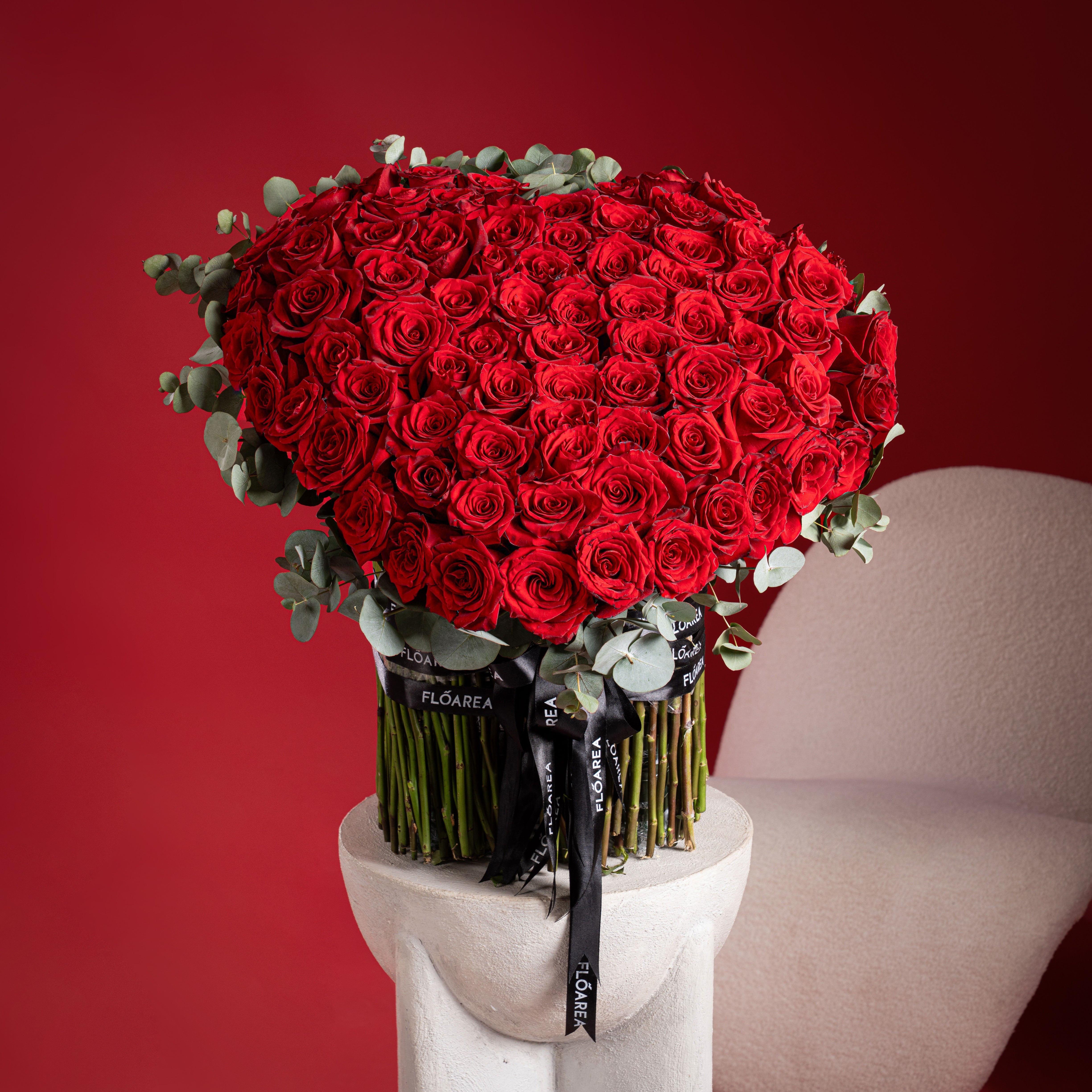 80 Red Roses Heart Bouquet