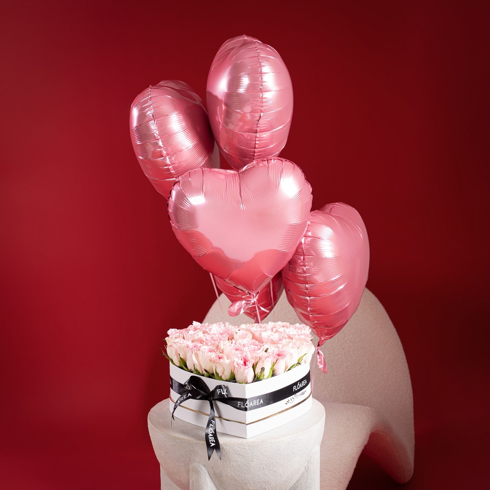30 Pink Roses Heart Box