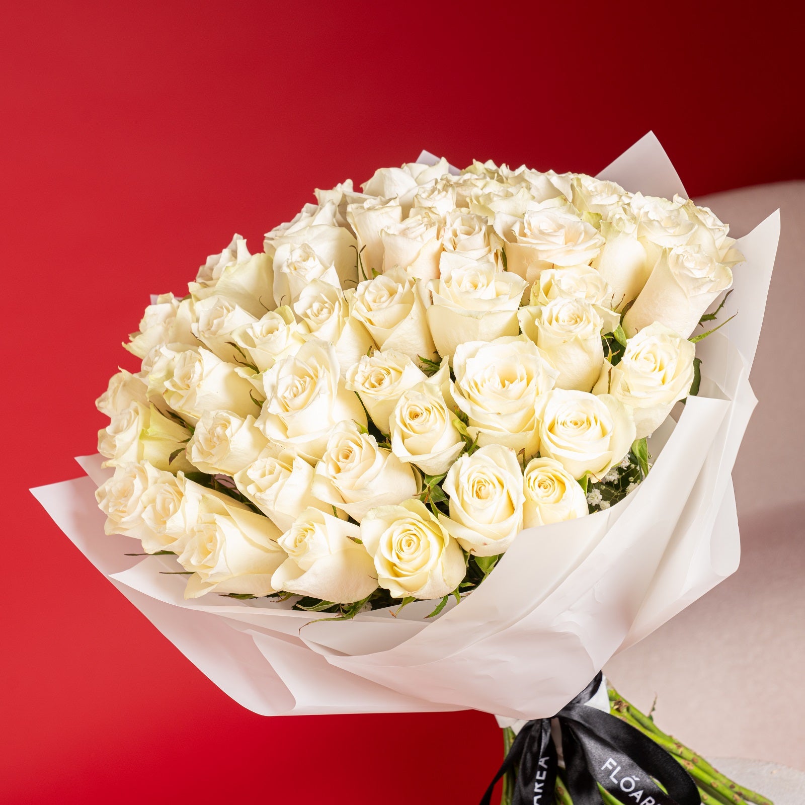 50 White Roses Bouquet